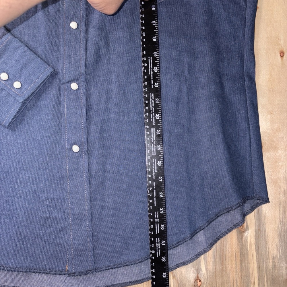 NWT Vtg Wrangler Denim Cowboy Cut Blue Pearl Snaps Mens Size Large Classic Fit - Picture 4 of 7